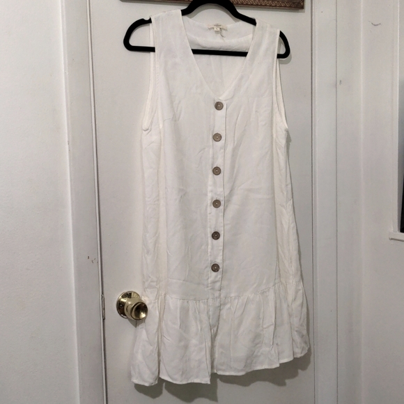 Sleeveless button boho white dress - Picture 1 of 3